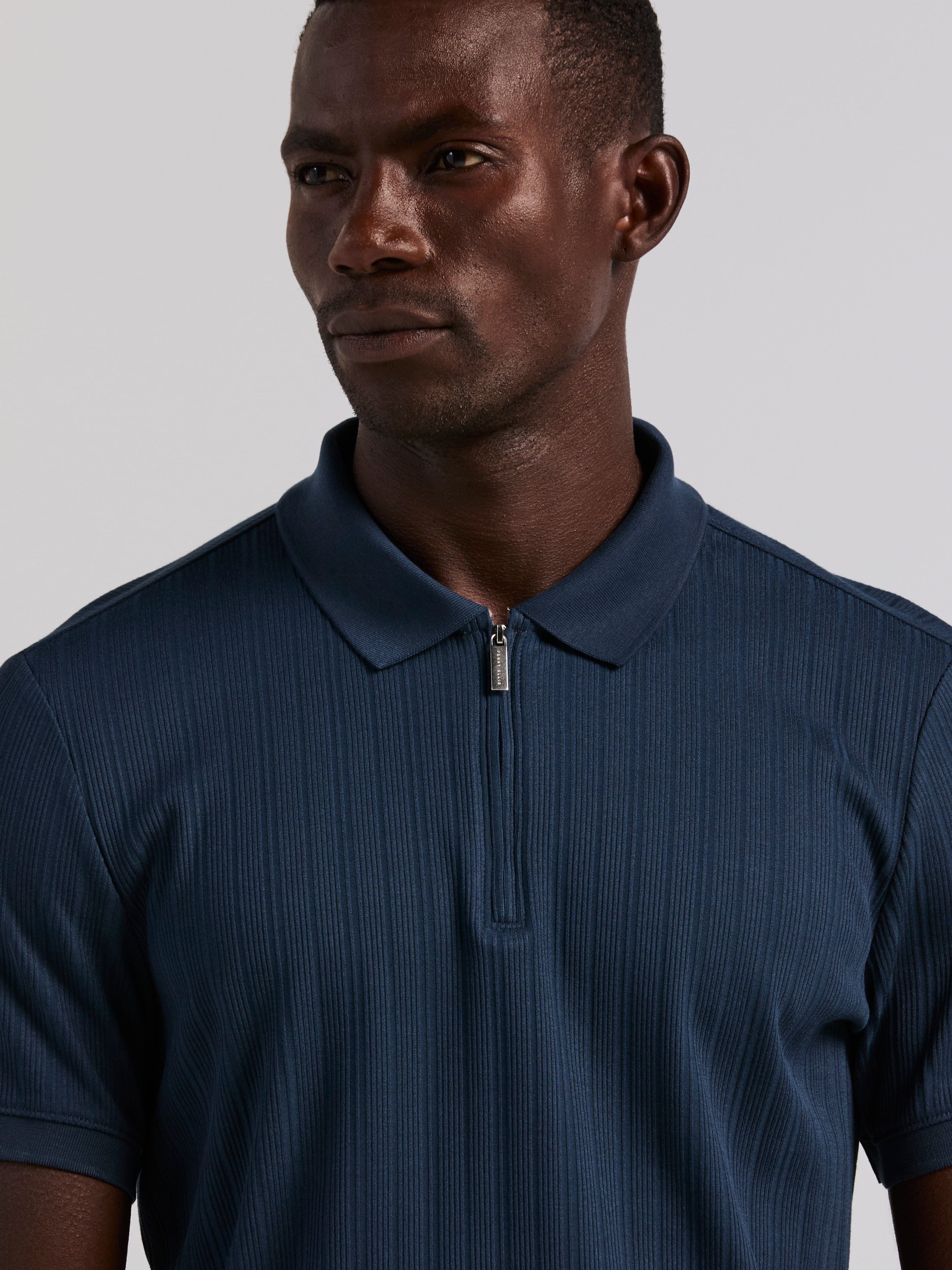 Variegated Vertical Ribbed Zip Polo - Image 12