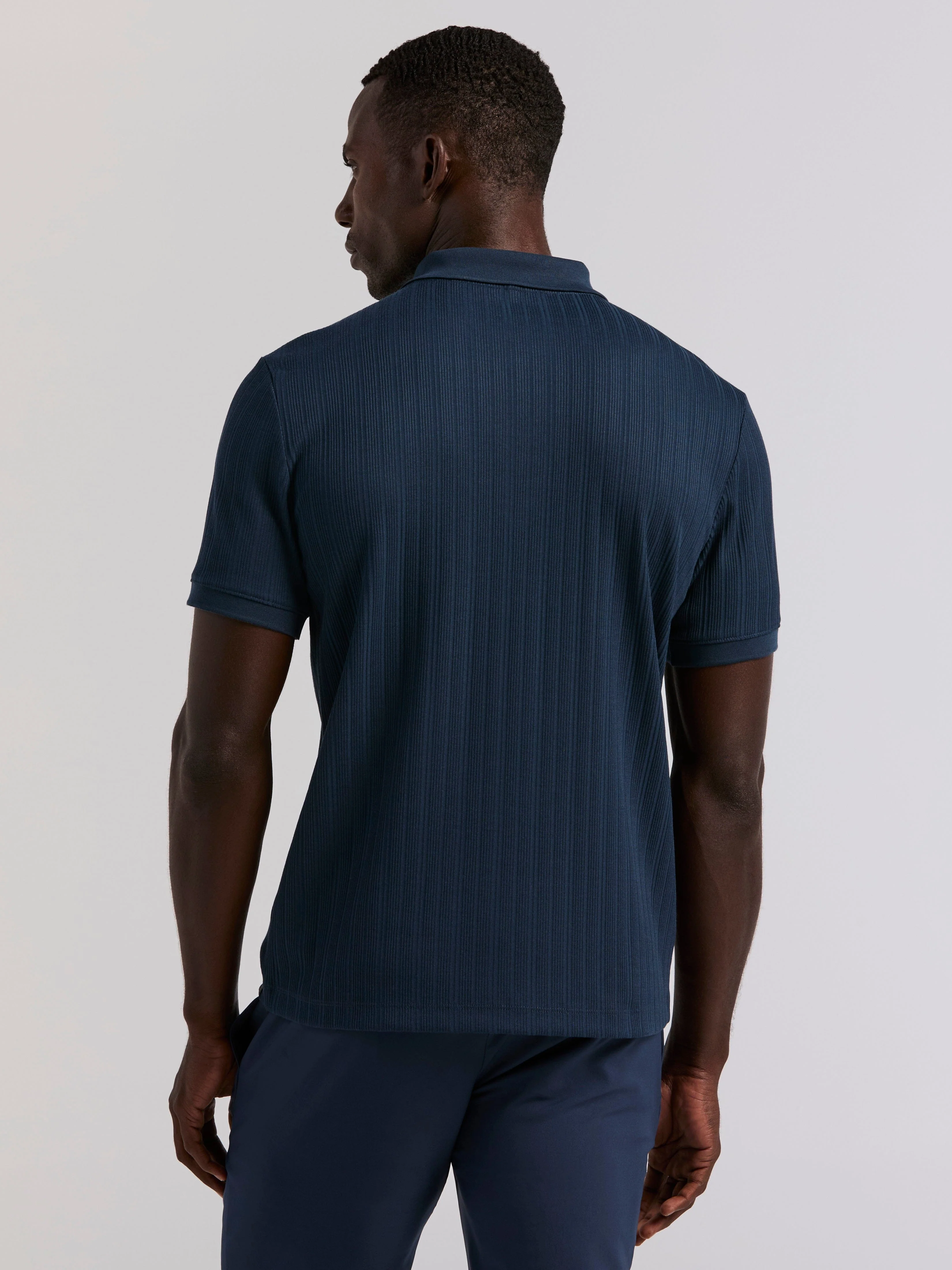Variegated Vertical Ribbed Zip Polo - Image 13