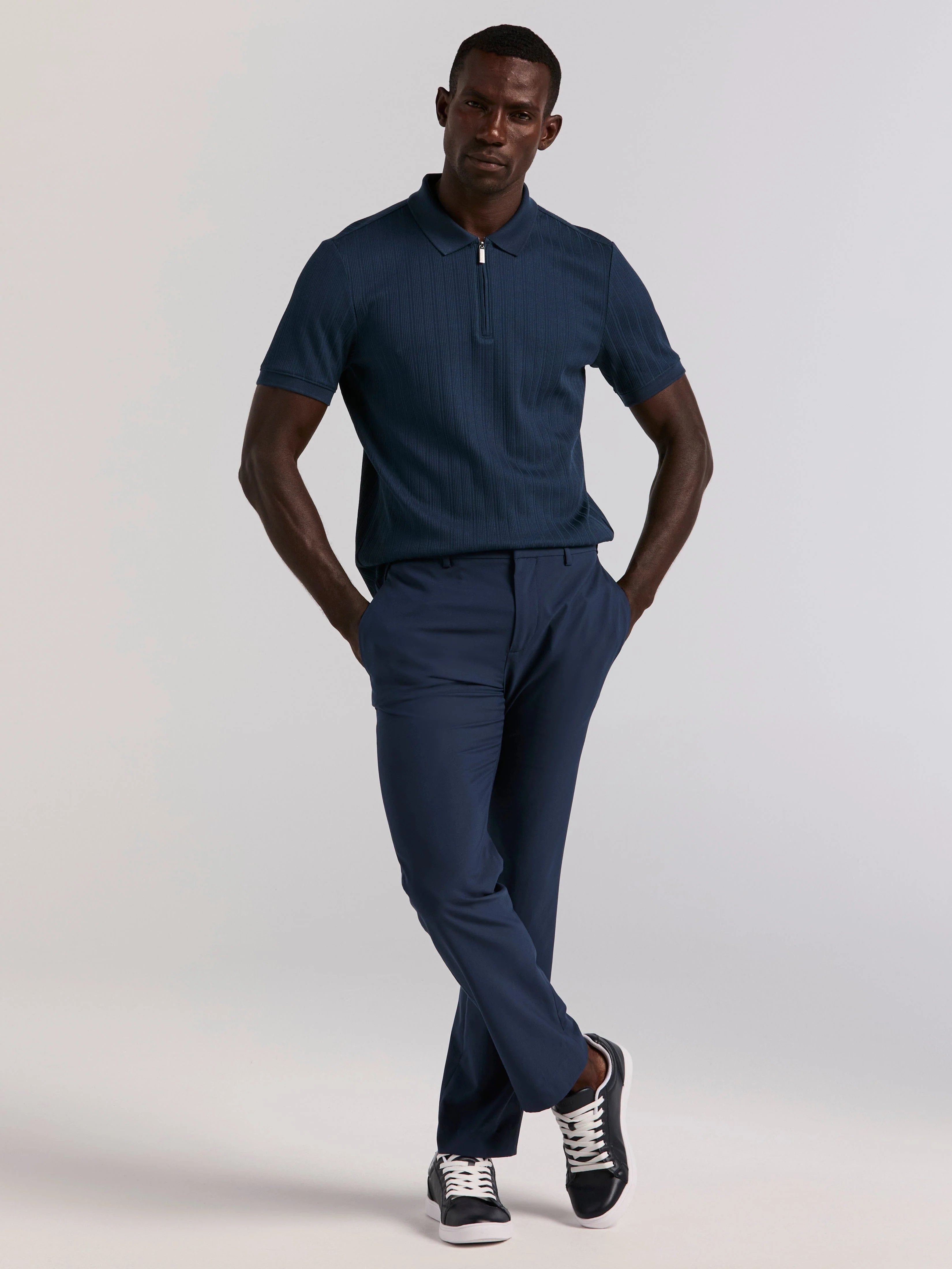 Variegated Vertical Ribbed Zip Polo - Image 14