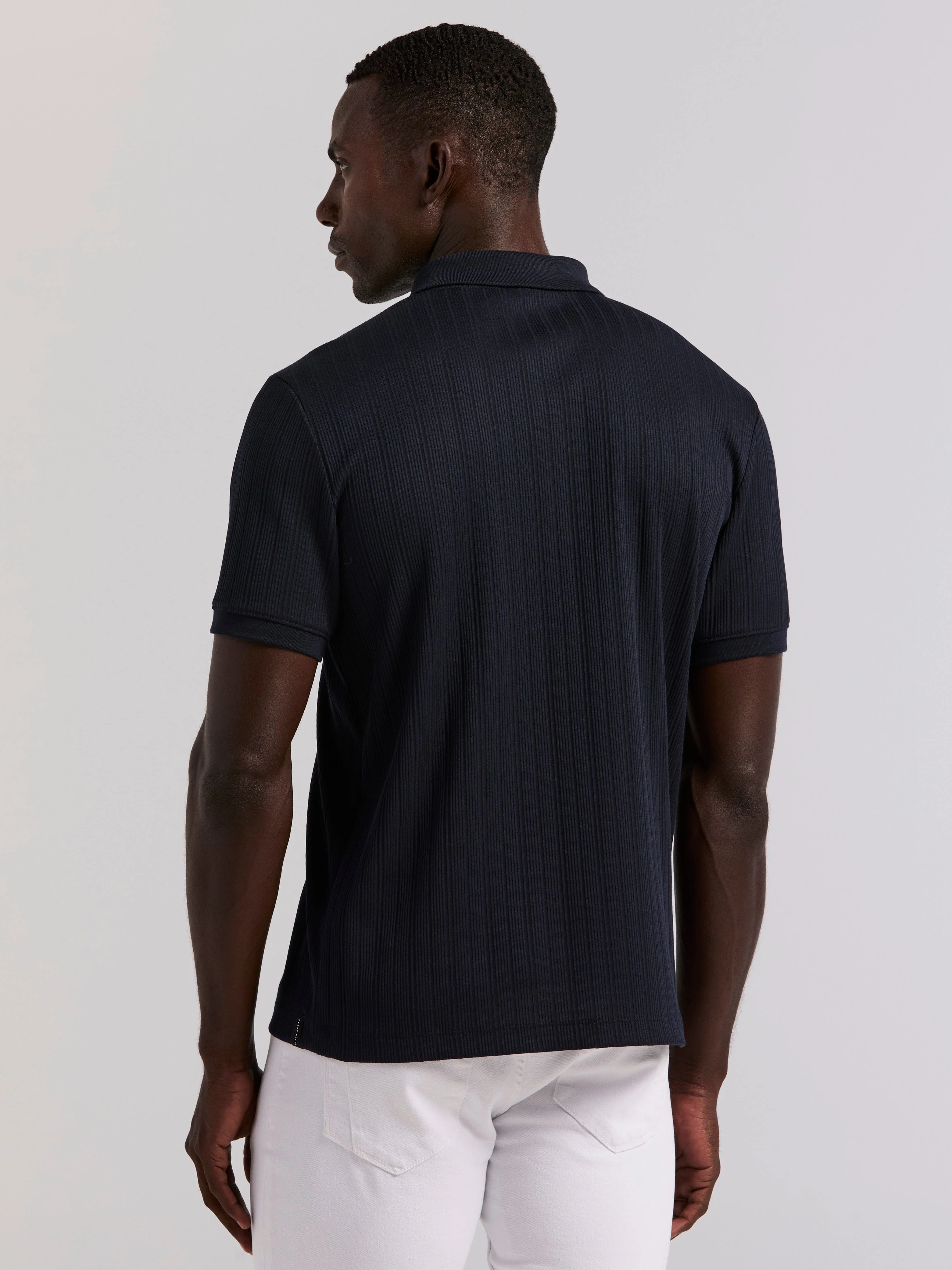 Variegated Vertical Ribbed Zip Polo - Image 3