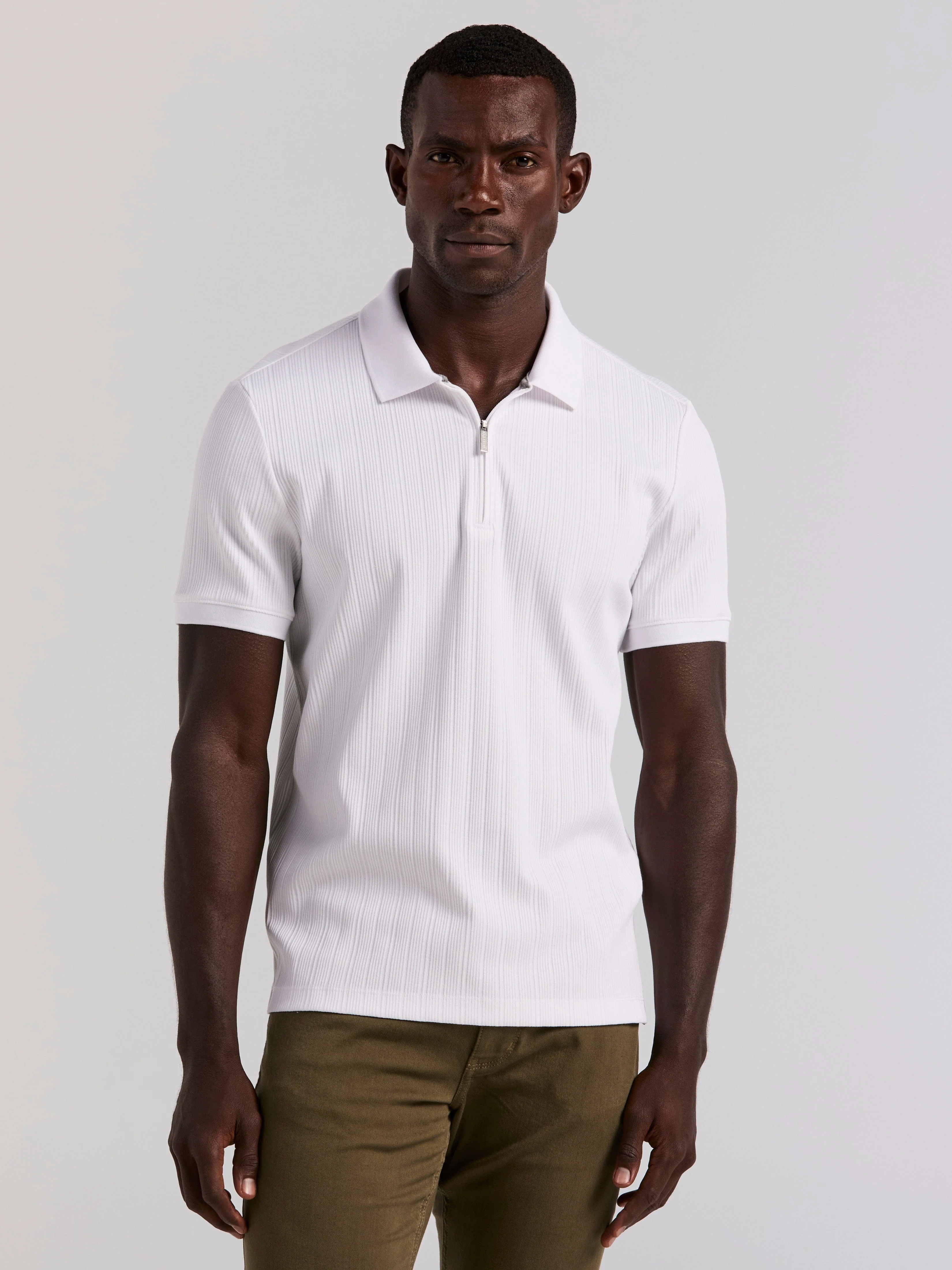 Variegated Vertical Ribbed Zip Polo - Image 6