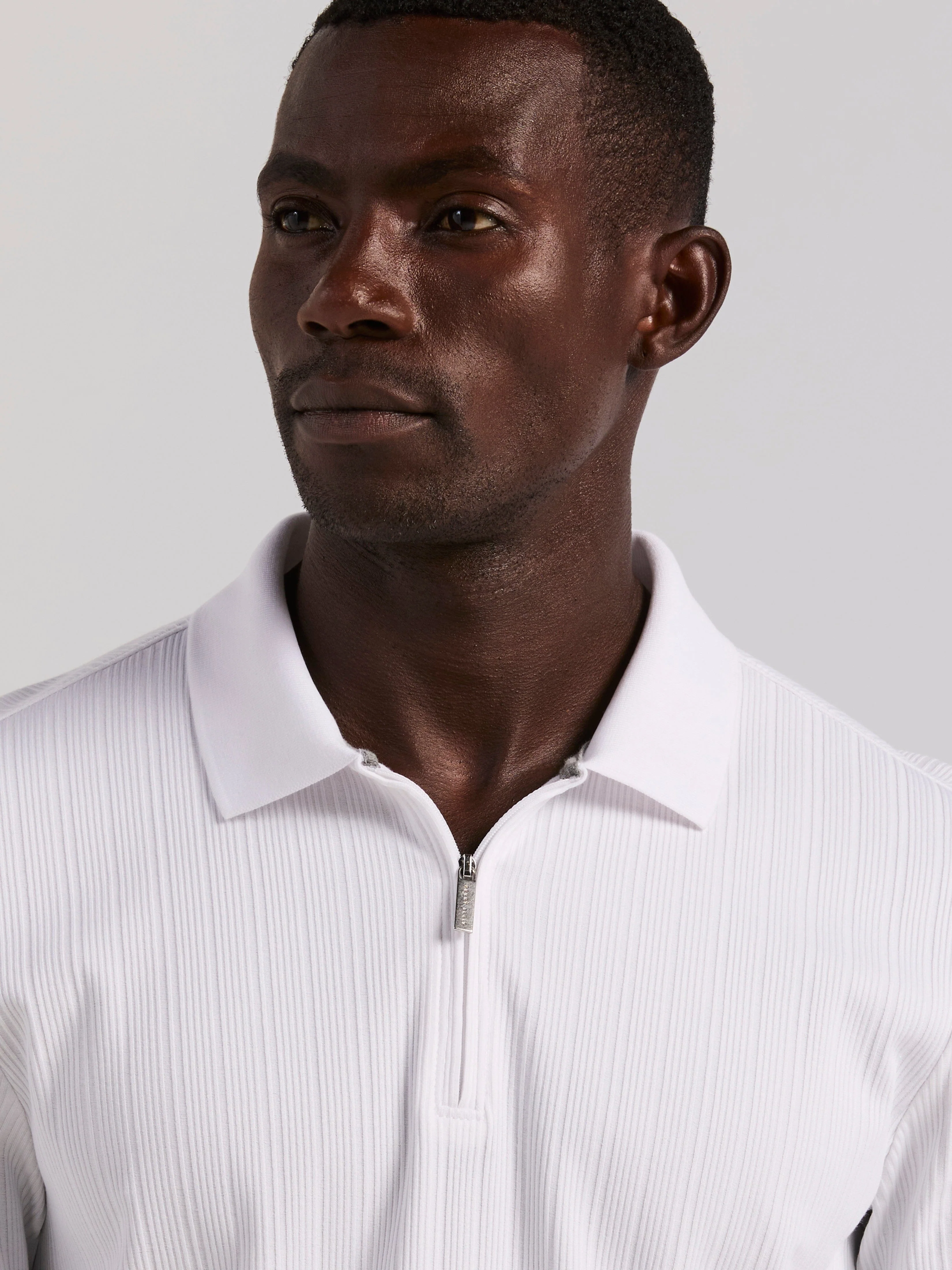 Variegated Vertical Ribbed Zip Polo - Image 7